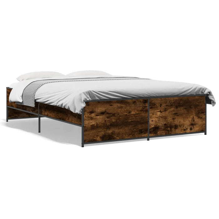 Cadru de pat, stejar afumat 140x190 cm lemn prelucrat și metal WALTI