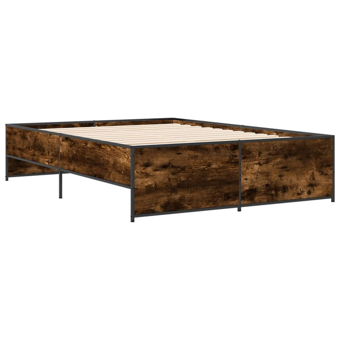 Cadru de pat, stejar afumat 140x190 cm lemn prelucrat și metal WALTI