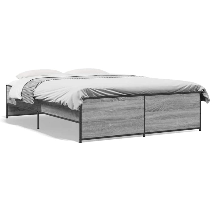 Cadru de pat, gri sonoma, 140x190 cm, lemn prelucrat și metal WALTI