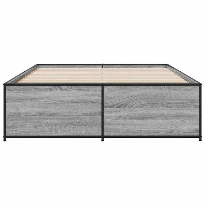 Cadru de pat, gri sonoma, 140x190 cm, lemn prelucrat și metal WALTI