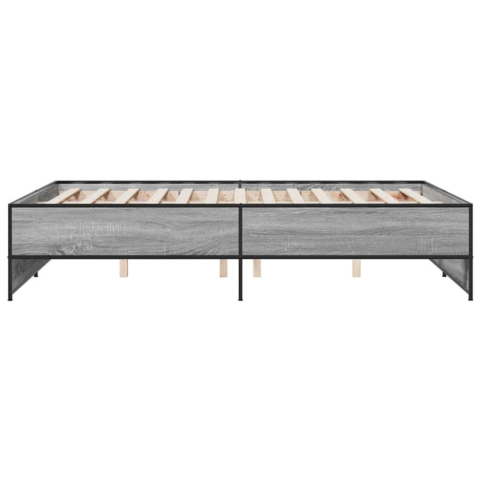 Cadru de pat, gri sonoma, 140x190 cm, lemn prelucrat și metal WALTI