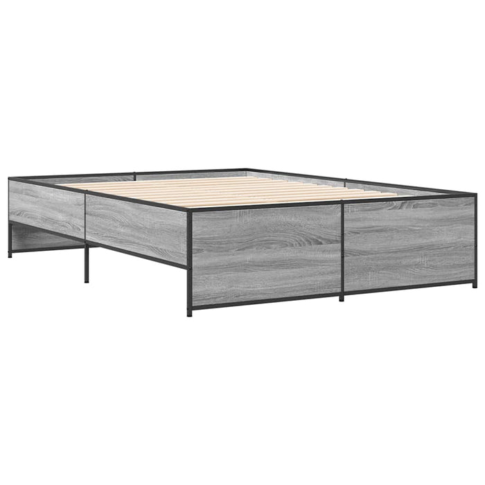Cadru de pat, gri sonoma, 140x190 cm, lemn prelucrat și metal WALTI