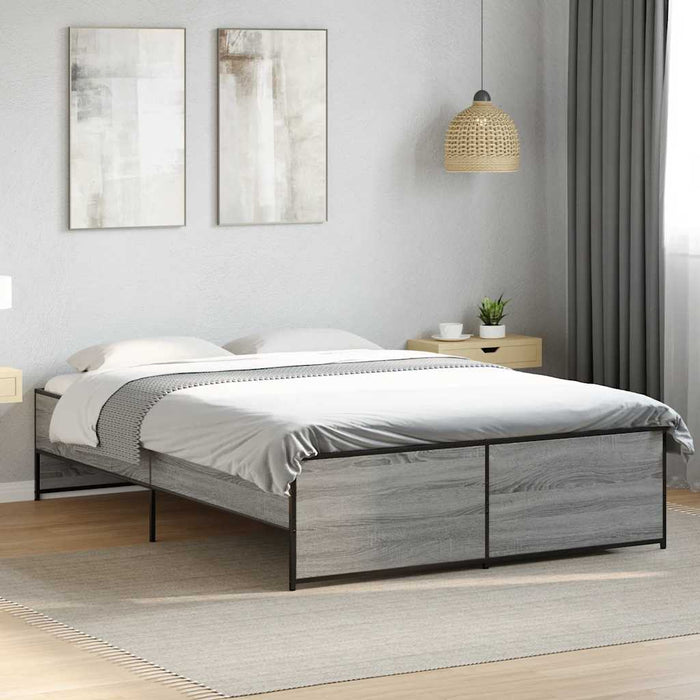 Cadru de pat, gri sonoma, 140x190 cm, lemn prelucrat și metal WALTI