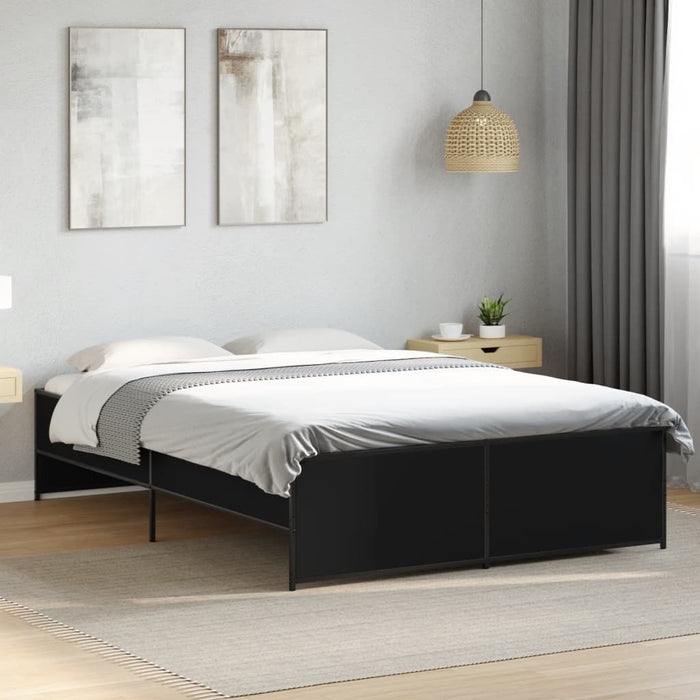 Cadru de pat, negru, 135x190 cm, lemn prelucrat și metal - WALTI WALTI
