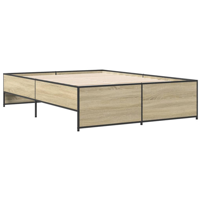 Cadru de pat, stejar sonoma, 135x190cm, lemn prelucrat și metal WALTI