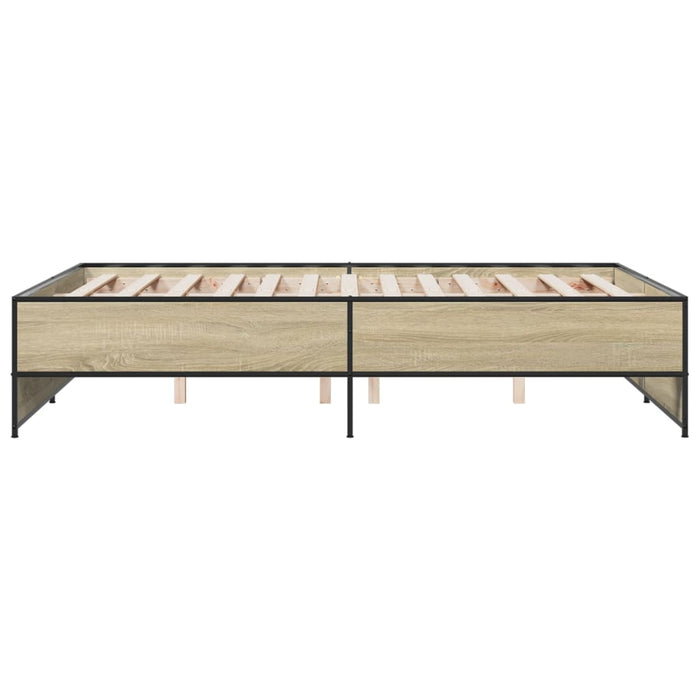 Cadru de pat, stejar sonoma, 135x190cm, lemn prelucrat și metal WALTI