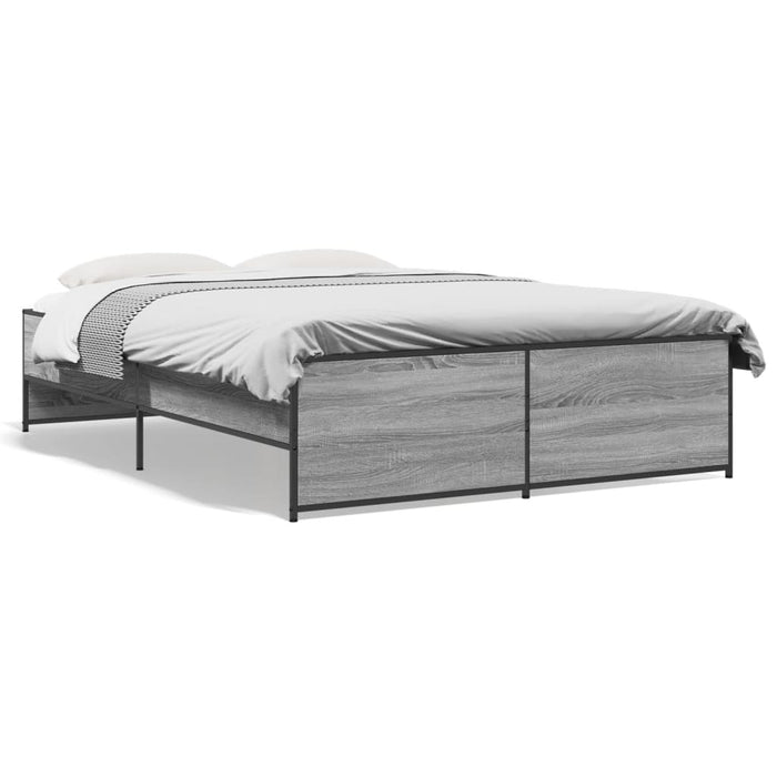 Cadru de pat, gri sonoma, 135x190 cm, lemn prelucrat și metal - WALTI WALTI