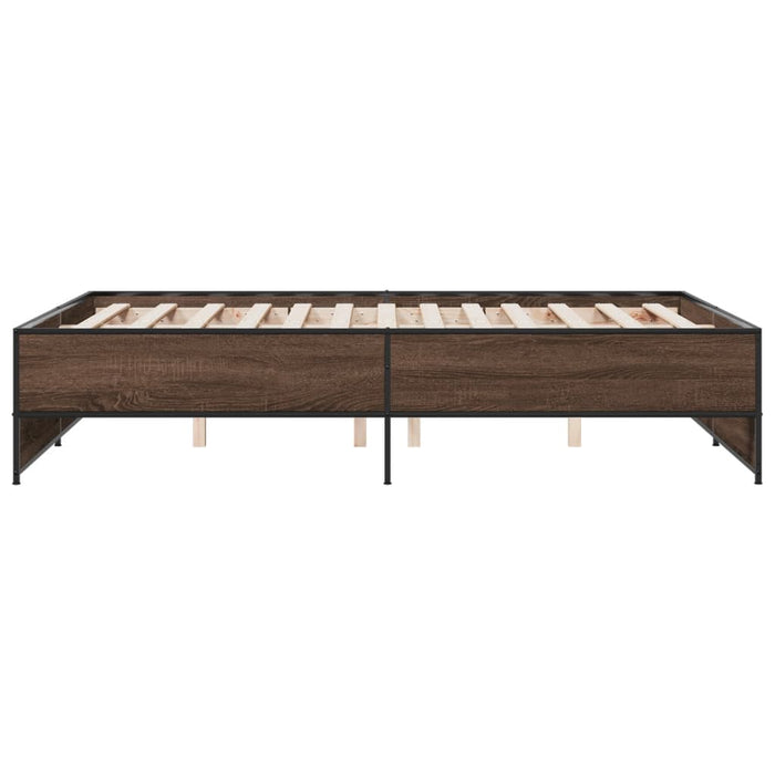 Cadru de pat, stejar maro, 135x190 cm, lemn prelucrat și metal WALTI