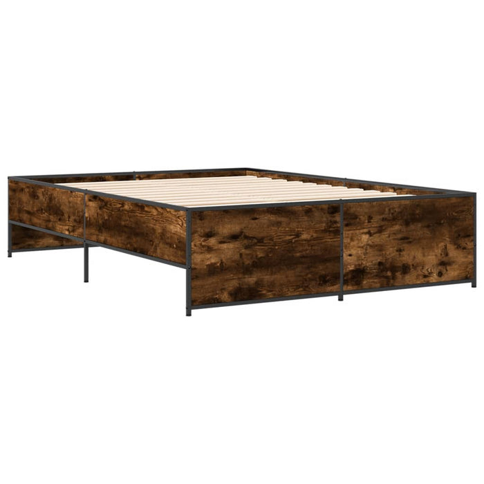 Cadru de pat, stejar afumat 120x190 cm lemn prelucrat și metal WALTI