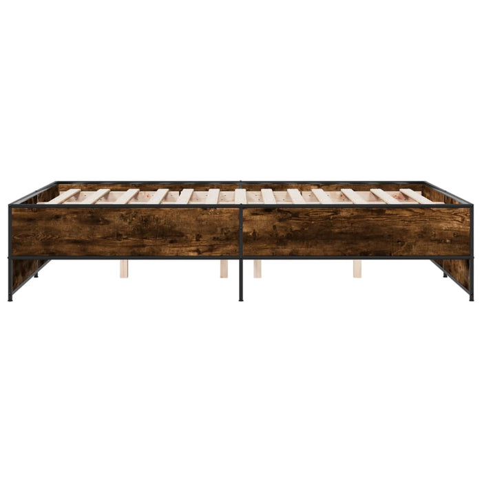 Cadru de pat, stejar afumat 120x190 cm lemn prelucrat și metal WALTI