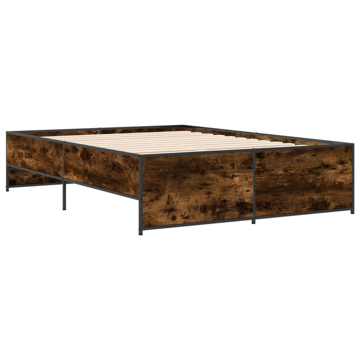 Cadru de pat, stejar afumat 120x190 cm lemn prelucrat și metal WALTI
