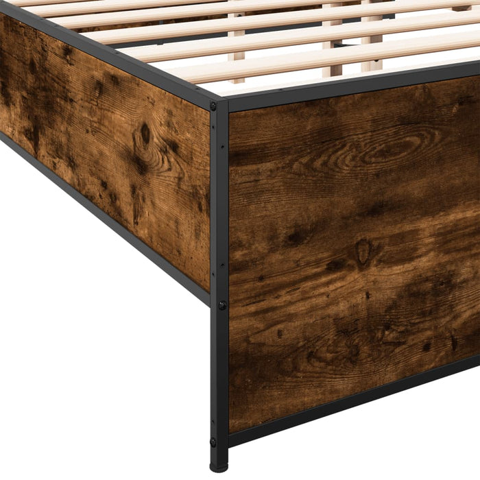 Cadru de pat, stejar afumat 120x190 cm lemn prelucrat și metal WALTI