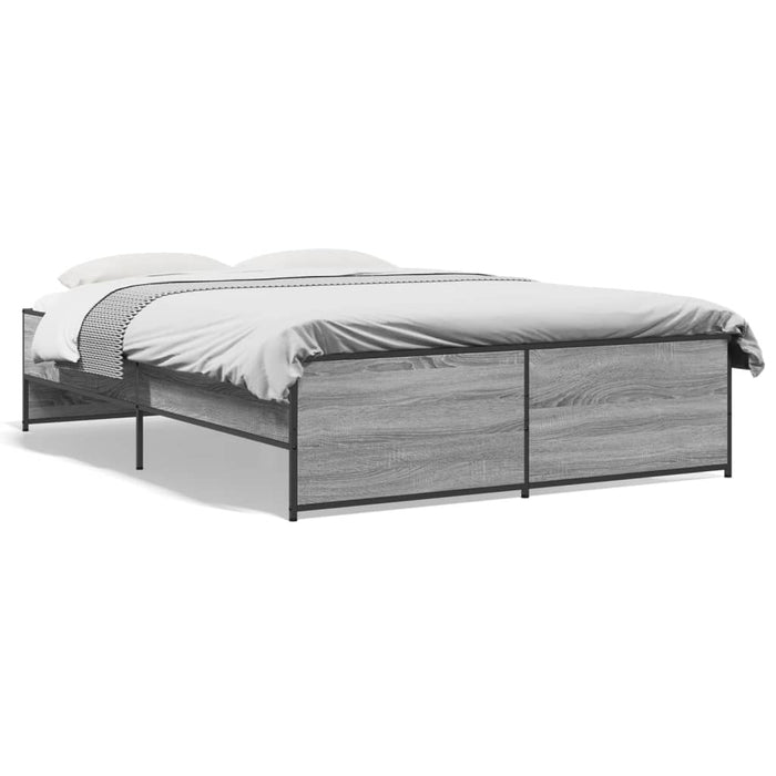 Cadru de pat, gri sonoma, 120x190 cm, lemn prelucrat și metal - WALTI WALTI