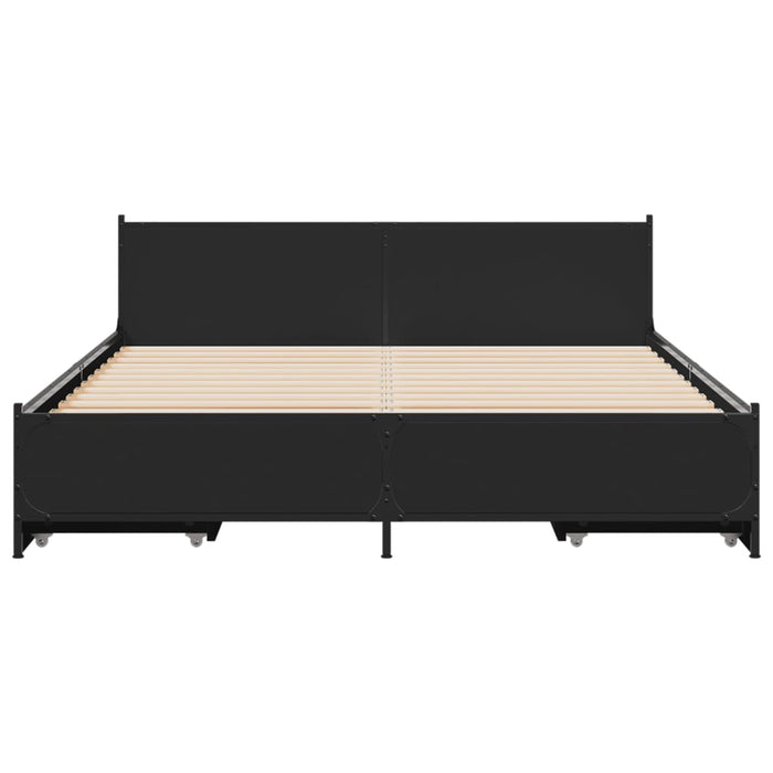 Cadru de pat cu sertare, negru, 135x190 cm, lemn prelucrat - WALTI WALTI