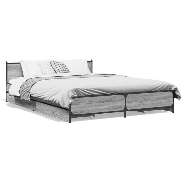 Cadru de pat cu sertare, gri sonoma, 135x190 cm, lemn prelucrat - WALTI WALTI