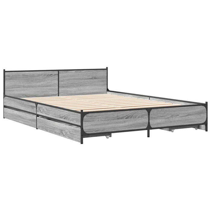 Cadru de pat cu sertare, gri sonoma, 135x190 cm, lemn prelucrat - WALTI WALTI