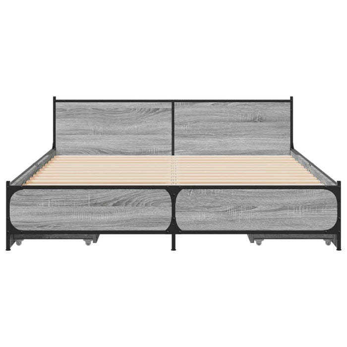 Cadru de pat cu sertare, gri sonoma, 135x190 cm, lemn prelucrat - WALTI WALTI