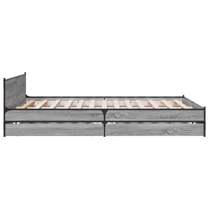 Cadru de pat cu sertare, gri sonoma, 135x190 cm, lemn prelucrat - WALTI WALTI