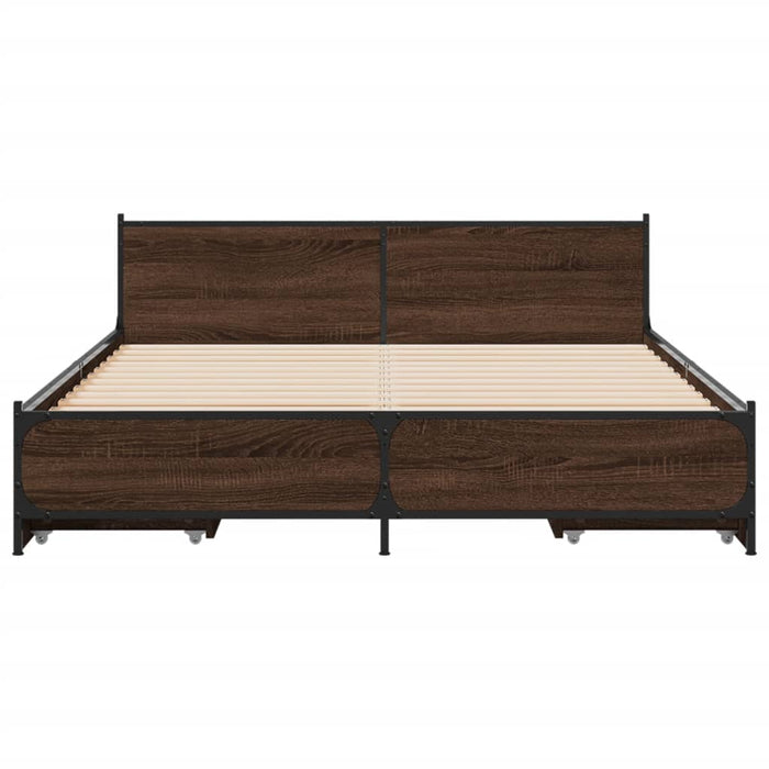 Cadru pat cu sertare stejar maro 120x190 cm lemn prelucrat WALTI