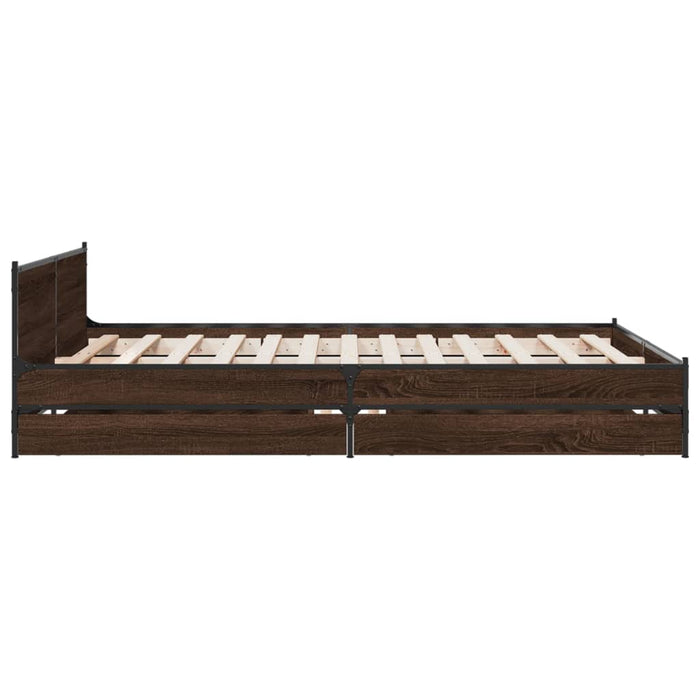 Cadru pat cu sertare stejar maro 120x190 cm lemn prelucrat WALTI