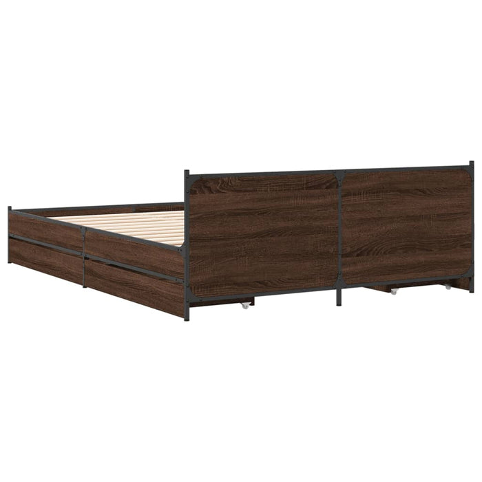 Cadru pat cu sertare stejar maro 120x190 cm lemn prelucrat WALTI