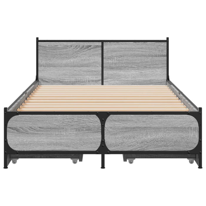 Cadru de pat cu sertare gri sonoma 90x190 cm lemn prelucrat WALTI