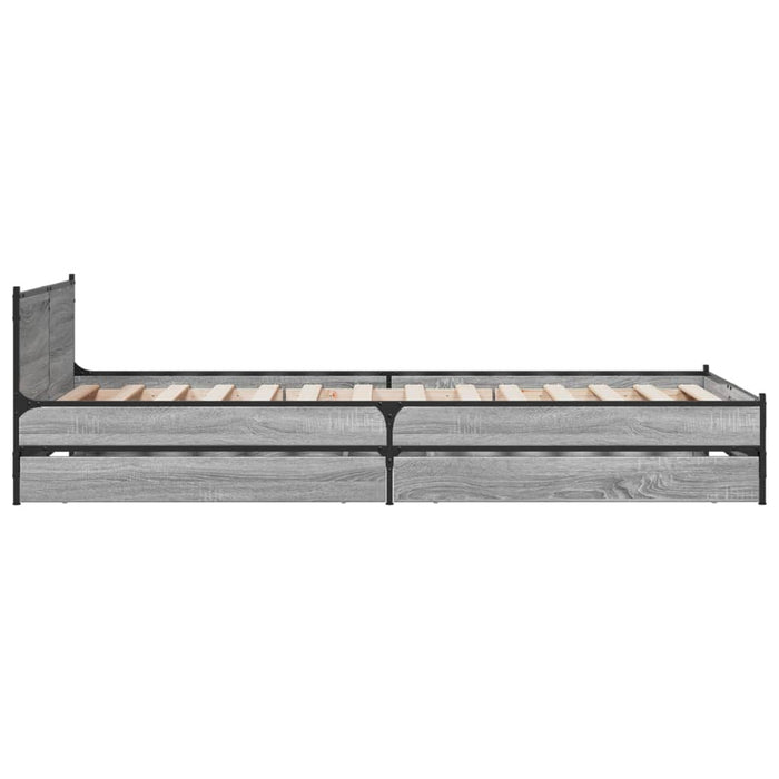Cadru de pat cu sertare gri sonoma 90x190 cm lemn prelucrat WALTI