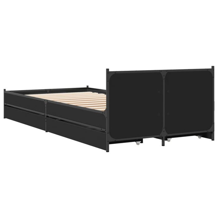 Cadru de pat cu sertare, negru, 90x200 cm, lemn prelucrat - WALTI WALTI