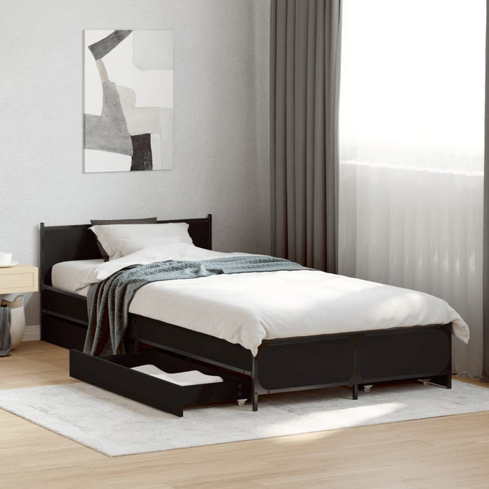 Cadru de pat cu sertare, negru, 90x200 cm, lemn prelucrat - WALTI WALTI