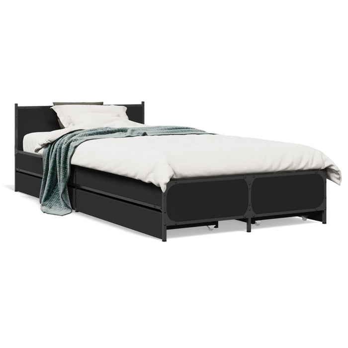 Cadru de pat cu sertare, negru, 75x190 cm, lemn prelucrat - WALTI WALTI