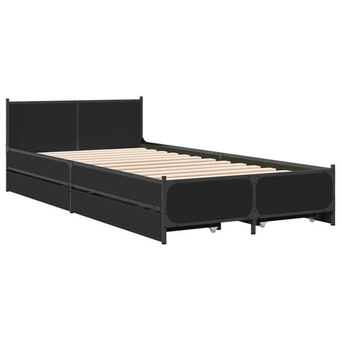 Cadru de pat cu sertare, negru, 75x190 cm, lemn prelucrat - WALTI WALTI
