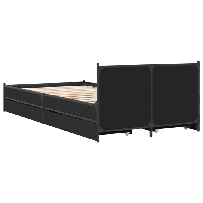 Cadru de pat cu sertare, negru, 75x190 cm, lemn prelucrat - WALTI WALTI