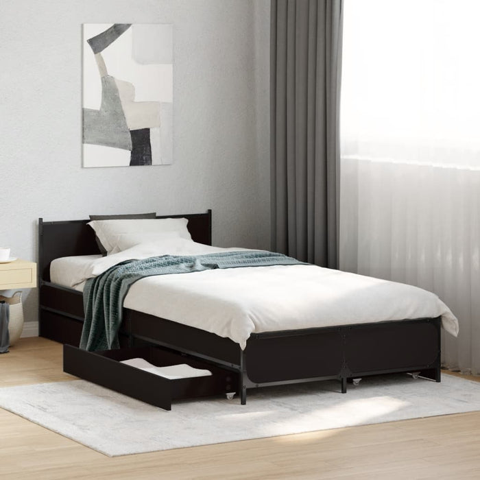 Cadru de pat cu sertare, negru, 75x190 cm, lemn prelucrat - WALTI WALTI