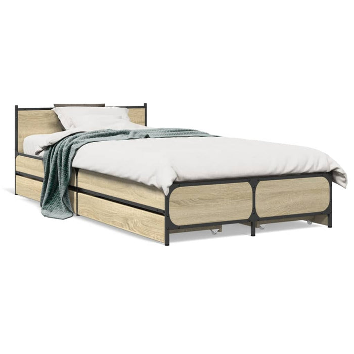 Cadru de pat cu sertare stejar sonoma 75x190 cm lemn prelucrat - WALTI WALTI