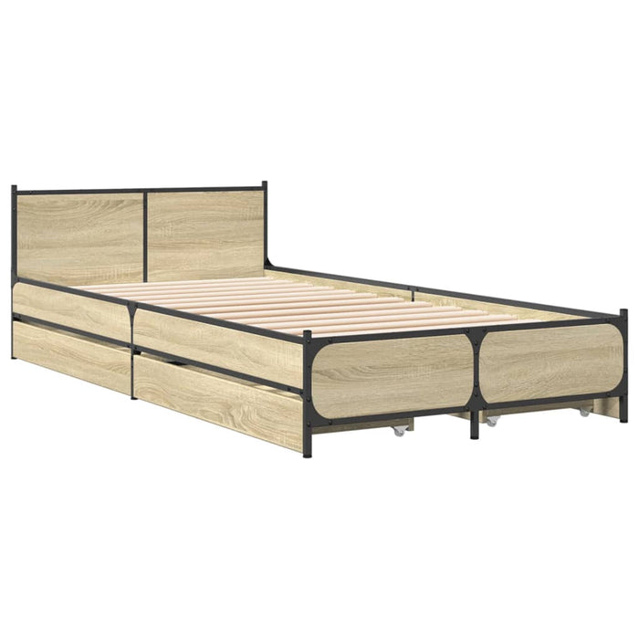 Cadru de pat cu sertare stejar sonoma 75x190 cm lemn prelucrat - WALTI WALTI
