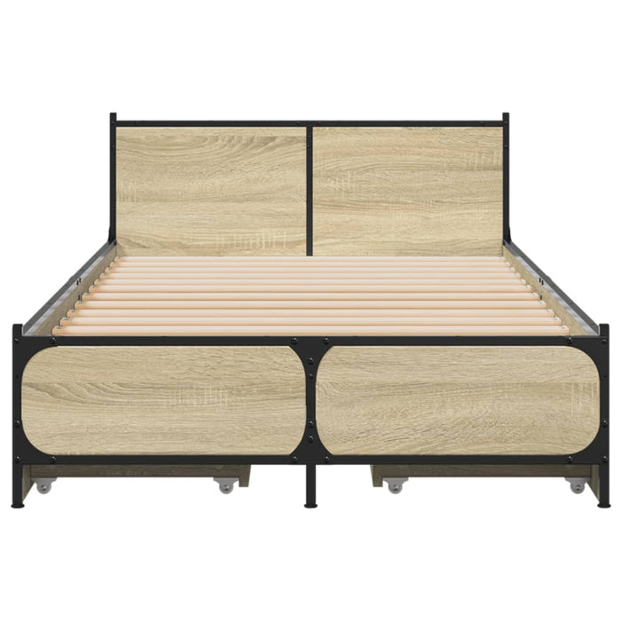 Cadru de pat cu sertare stejar sonoma 75x190 cm lemn prelucrat - WALTI WALTI