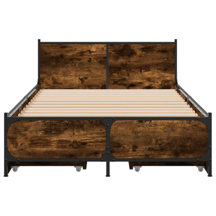 Cadru de pat cu sertare stejar fumuriu 75x190 cm lemn prelucrat - WALTI WALTI