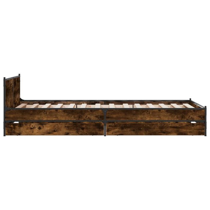 Cadru de pat cu sertare stejar fumuriu 75x190 cm lemn prelucrat - WALTI WALTI