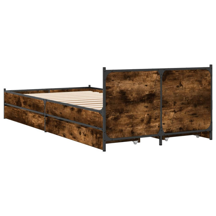 Cadru de pat cu sertare stejar fumuriu 75x190 cm lemn prelucrat - WALTI WALTI