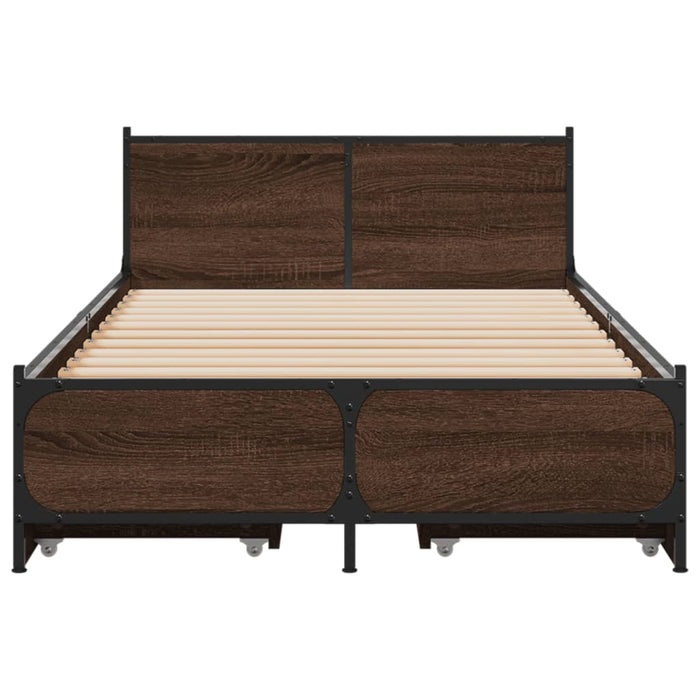 Cadru de pat cu sertare stejar maro 75x190 cm lemn prelucrat - WALTI WALTI