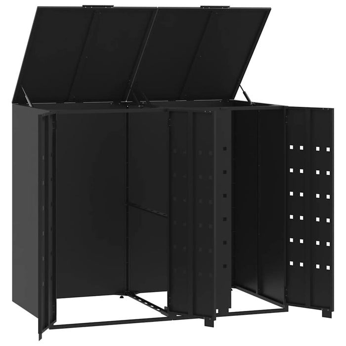 Depozitare coș gunoi cu roți 2 coșuri negru 138x79x117 cm oțel - WALTI WALTI