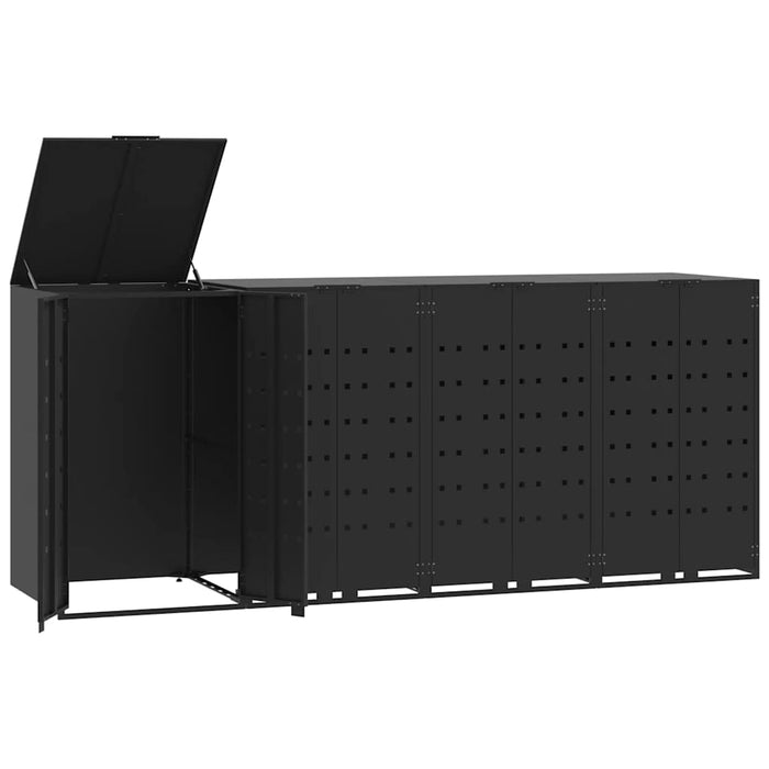 Depozitare coș gunoi cu roți 4 coșuri negru 276x79x117 cm oțel - WALTI WALTI