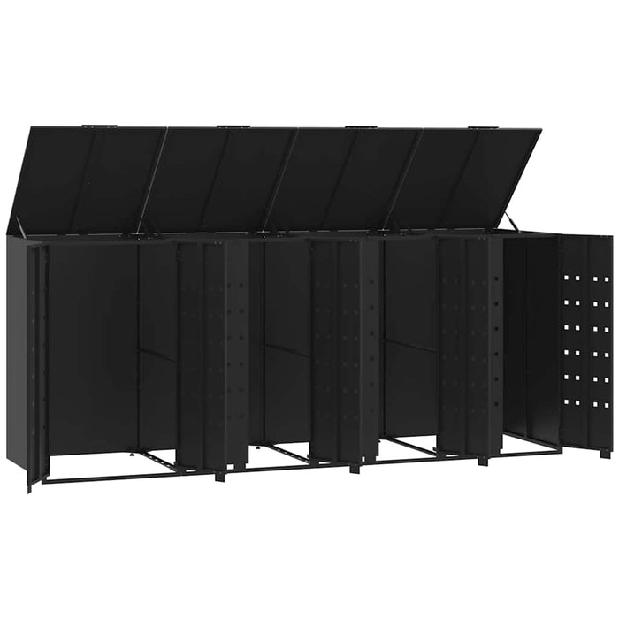 Depozitare coș gunoi cu roți 4 coșuri negru 276x79x117 cm oțel - WALTI WALTI