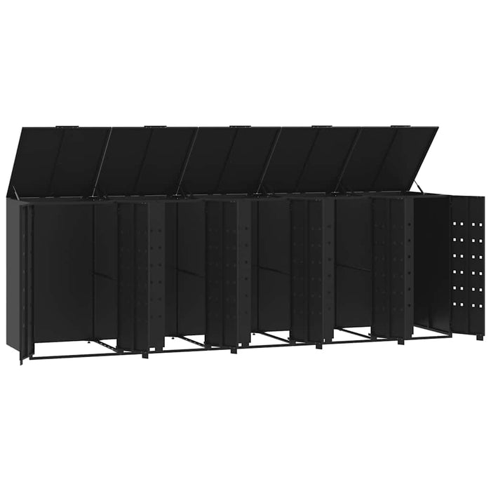Depozitare coș gunoi cu roți 5 coșuri negru 345x79x117 cm oțel - WALTI WALTI