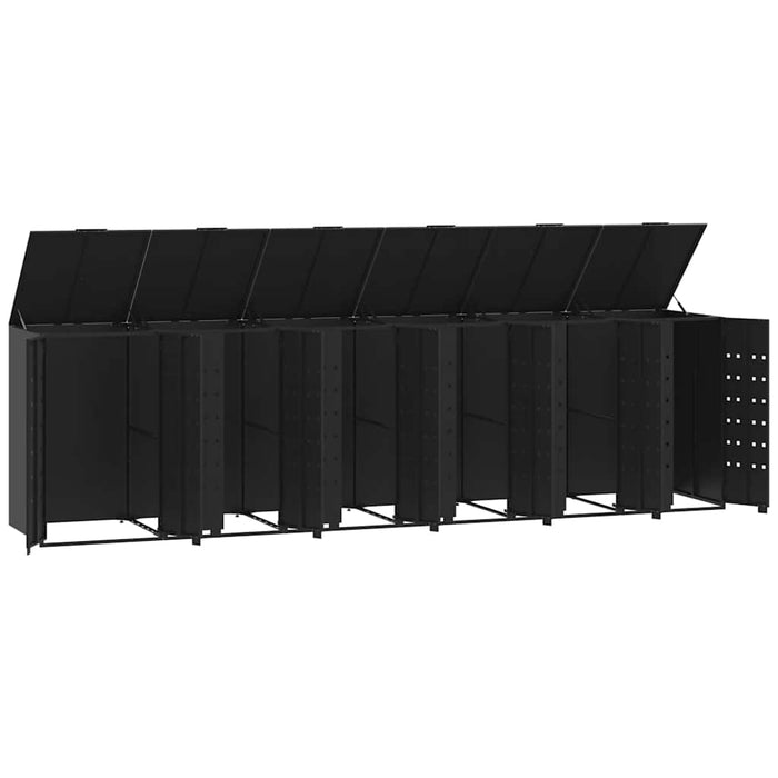 Depozitare coș gunoi cu roți 2 coșuri negru 414x79x117 cm oțel - WALTI WALTI