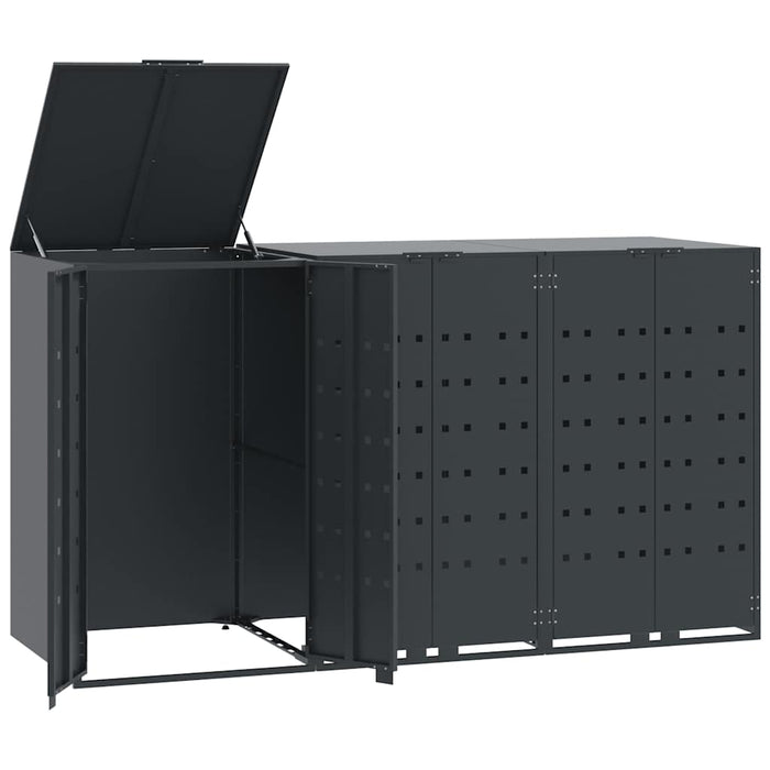 Depozitare coș gunoi roți 3 coșuri antracit 207x79x117 cm oțel - WALTI WALTI