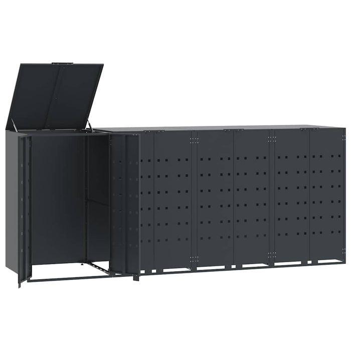 Depozitare coș gunoi roți 4 coșuri antracit 276x79x117 cm oțel - WALTI WALTI