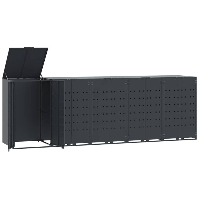 Depozitare coș gunoi roți 5 coșuri antracit 345x79x117 cm oțel - WALTI WALTI
