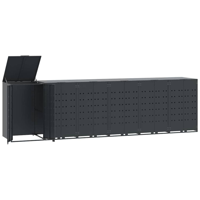 Depozitare coș gunoi roți 6 coșuri antracit 414x79x117 cm oțel - WALTI WALTI