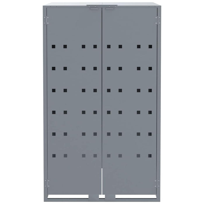 Depozitare coș gunoi cu roți 2 coșuri gri 138x79x117 cm oțel - WALTI WALTI